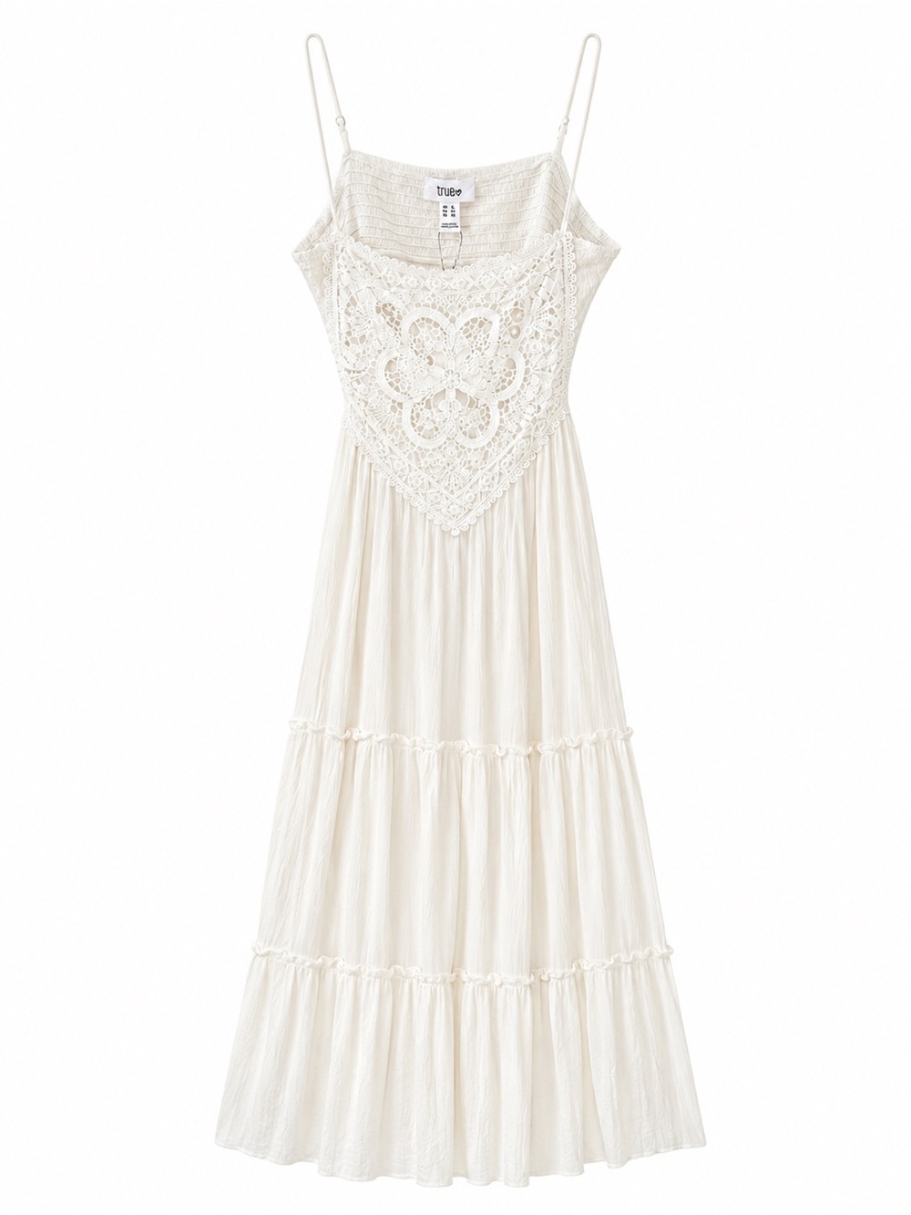 True Cream Crochet Maxi Dress with Spaghetti Straps